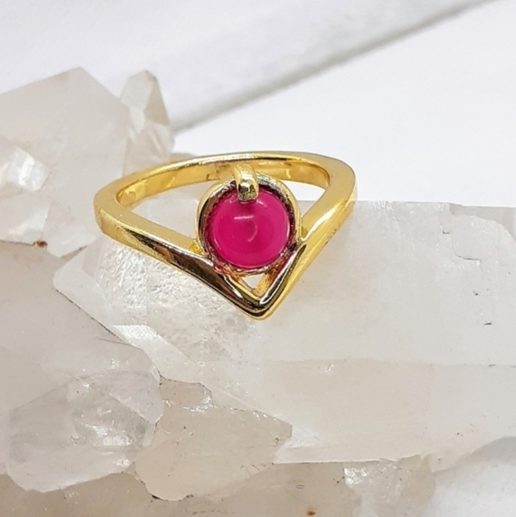Pink Chalcedony circlet ring - Picture 2 of 7
